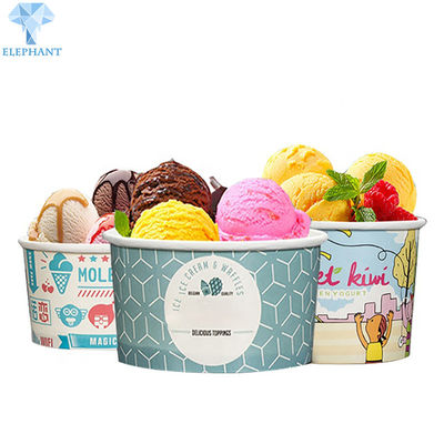 Two Layers PE Coated Paper Ice Cream Sundae Cups Flexo Printing